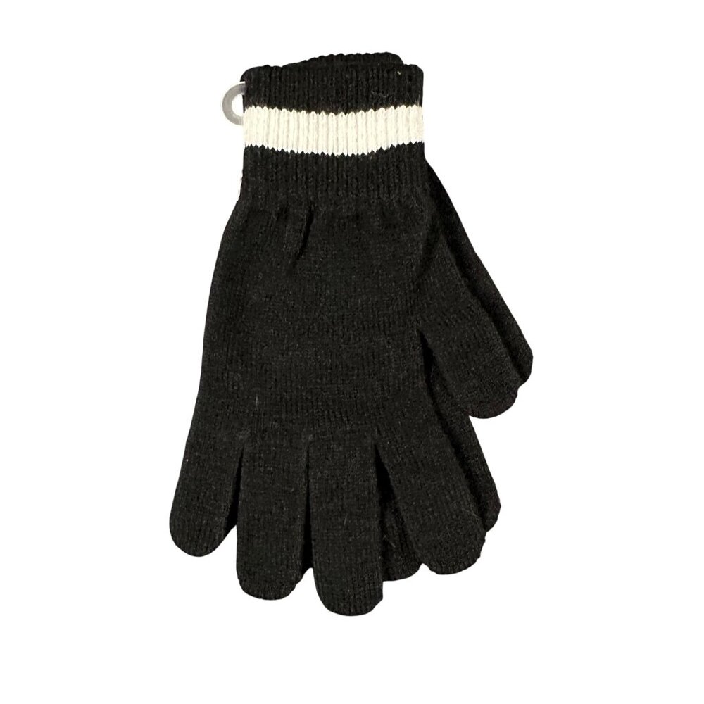 Asics‎ Womens L/XL Black White Knit Stripe Gloves ZC831-9001 NWT